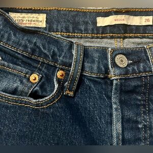 Levi's Wedgie Straight Leg Jeans in Dark Blue Denim